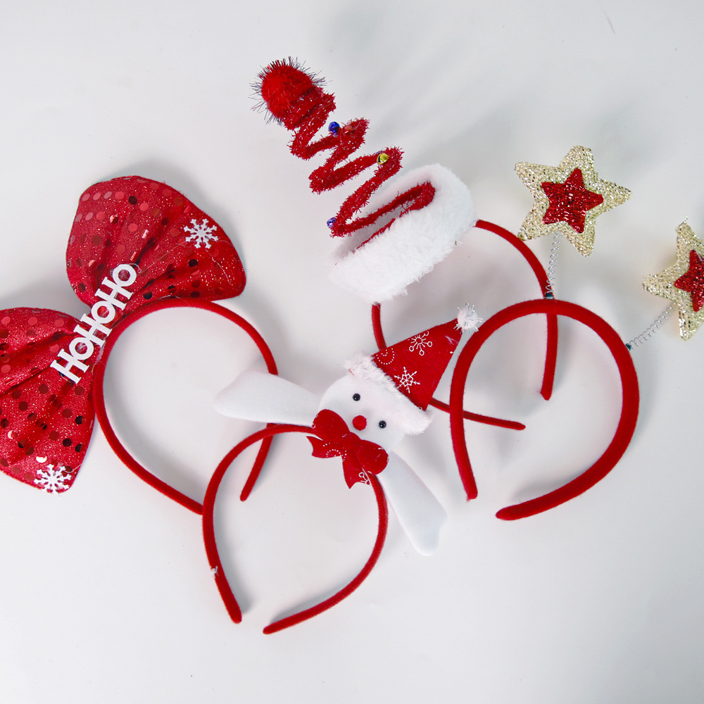 Christmas headband Women's party decoration Christmas tree Headband five-pointed star Christmas ornaments_voghion.com