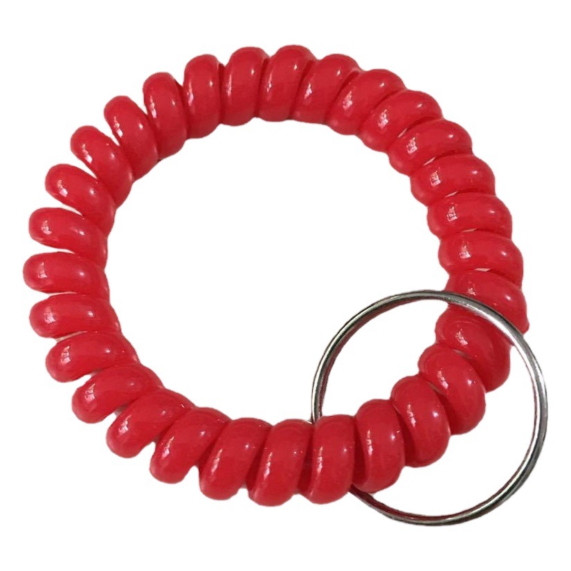 Plastic spring hand ring solid color large wide mouth bracelet telephone line key ring deposit number plate hand ring