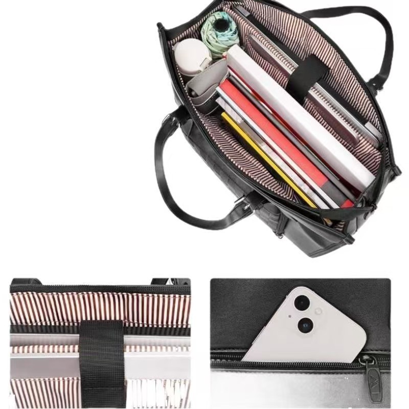 Spot nuevo bolso portátil con aislamiento térmico para almuerzo, documento de cuero PU de 15,6 pulgadas