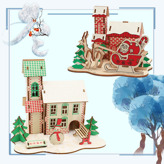 diy hut assembled small house model children's puzzle handmade three-dimensional jigsaw puzzle stall children's toys