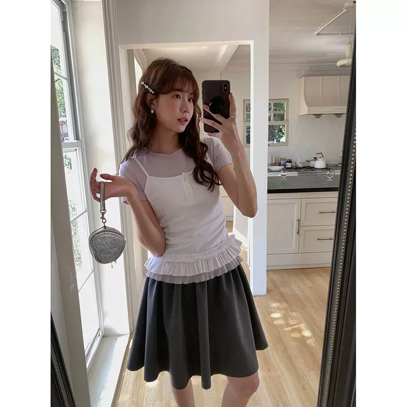 【小蛋糕吊带 叠穿yyds】歌铭春季新款韩系蕾丝吊带背心女Y2850F