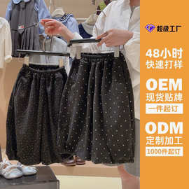 【定制】儿童波点碎花韩系裤子春秋新款女童休闲裤中小童阔腿裤潮