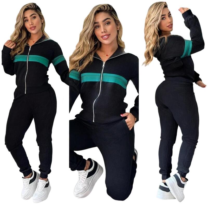 Autumn and Winter Fashion Jacquard Long-Sleeved Pants Suit Embroidered Letter Casual Hooded Zipper Suit J5300