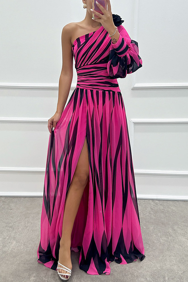 Abito da sera donna con spalla scoperta e spacco elegante chic_voghion.com