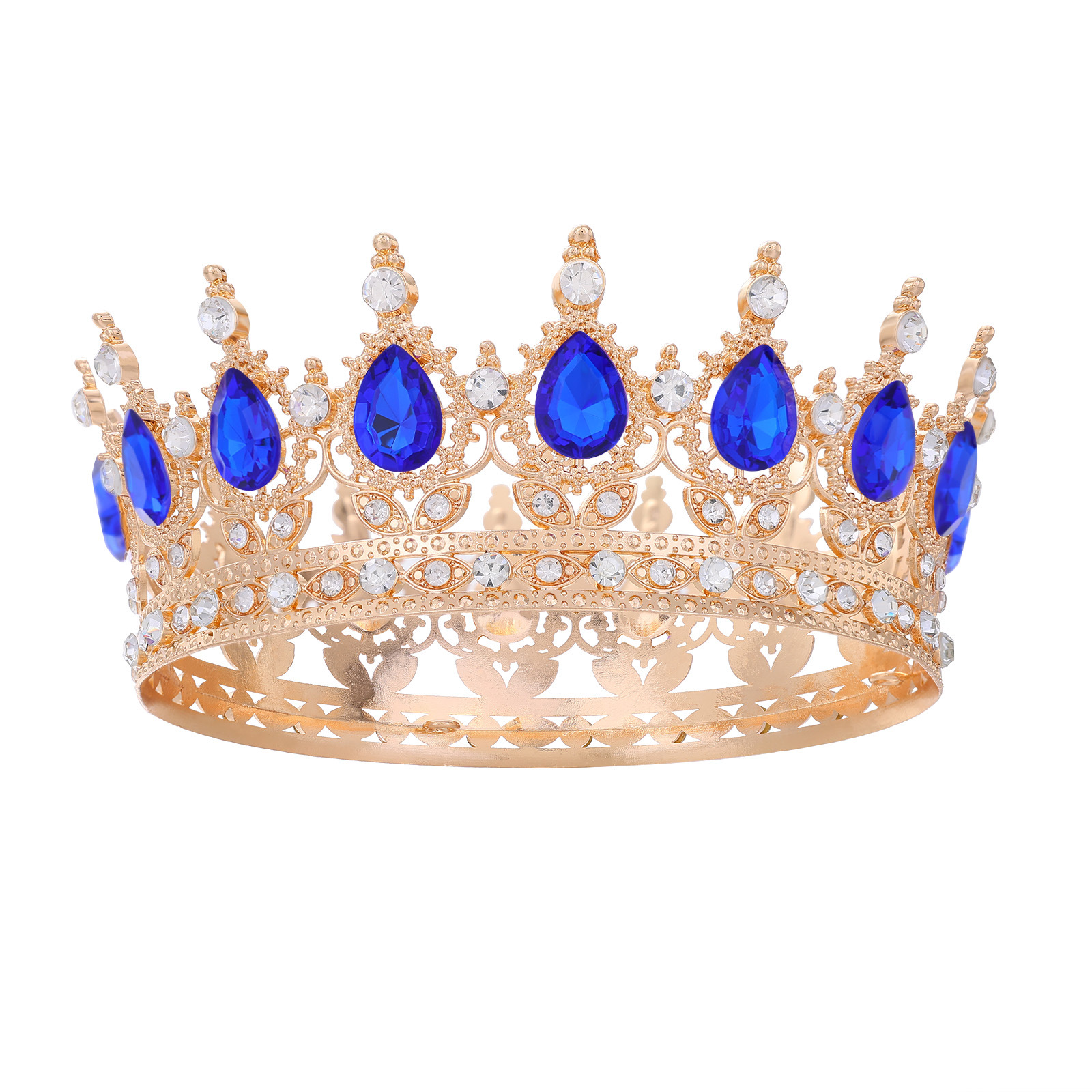 Barroco transfronterizo corona redonda cabeza de novia europea regalo de cumpleaños barroco corona redonda joyas para el pelo