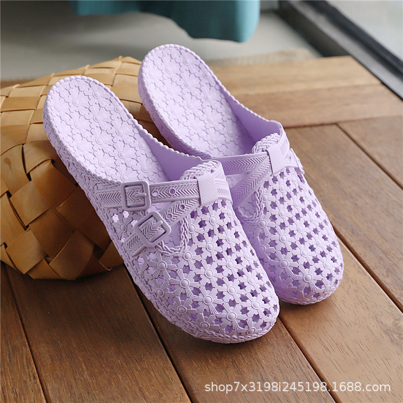 Zapatillas antideslizantes Baño de cueva de Baotou de fondo plano de verano para personas de mediana edad y ancianos