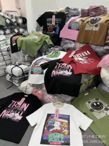เสื้อยืดคอกลมแขนสั้นผ้าฝ้ายทรงหลวมสไตล์อเมริกันวินเทจ