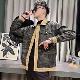 迷彩设计感潮牌工装外套美式复古2026春秋季潮流宽松休闲撞色夹克