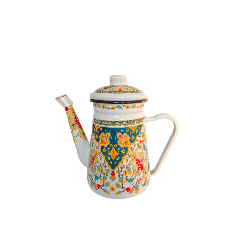 Retro Enamel Coffee Pot, Hand-Pour Pot, Narrow Mouth Pot, Household Teapot, Cold Water Pot, Oil Pot, Tea Pot, Milk Tea Pot