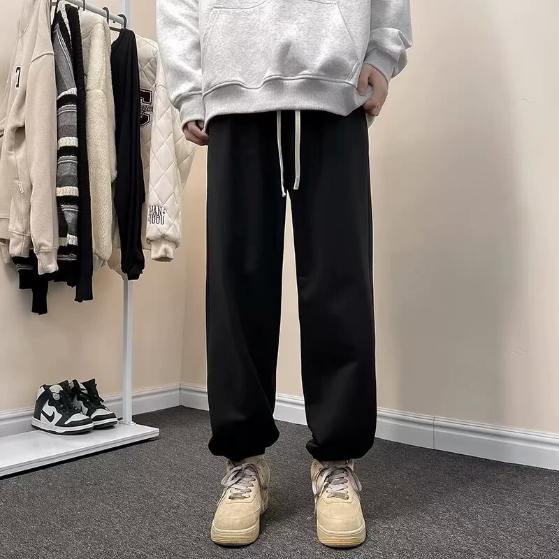 Sports men's demi-season warm casual trousers for leisure, oversize