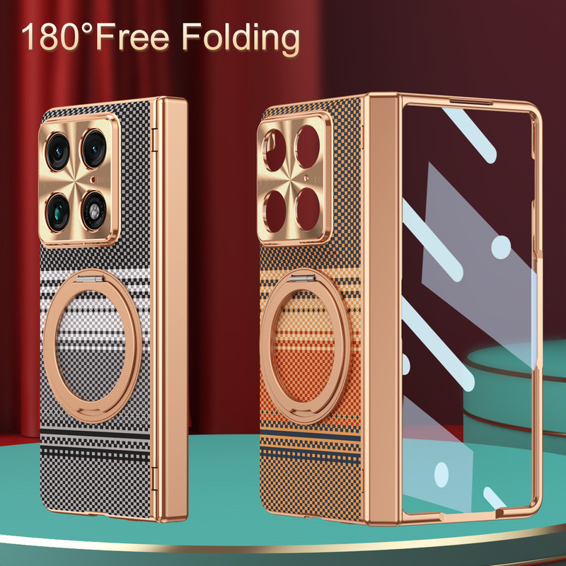 Suitable for Moto Razrfold Mobile Phone Case, 360 Magnetic Stand, Electroplated Plain Leather Shell Film, All-Inclusive Anti-Fall Protective Cover