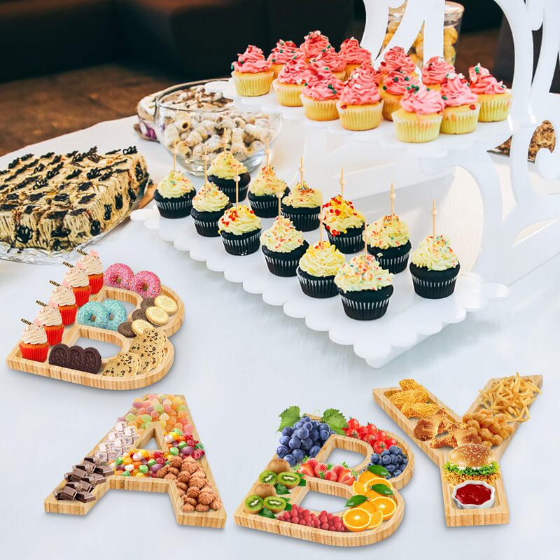 Cross-Border Cooked Food Tray Bamboo Party Charcuterie Board Cheese Snack Plate Baby Letter-Shaped Baby Fruit Plate Cross-Border Cooked Food Tray Bamboo Party Charcuterie Board Cheese Snack Plate Baby Letter-Shaped Baby Fruit Plate