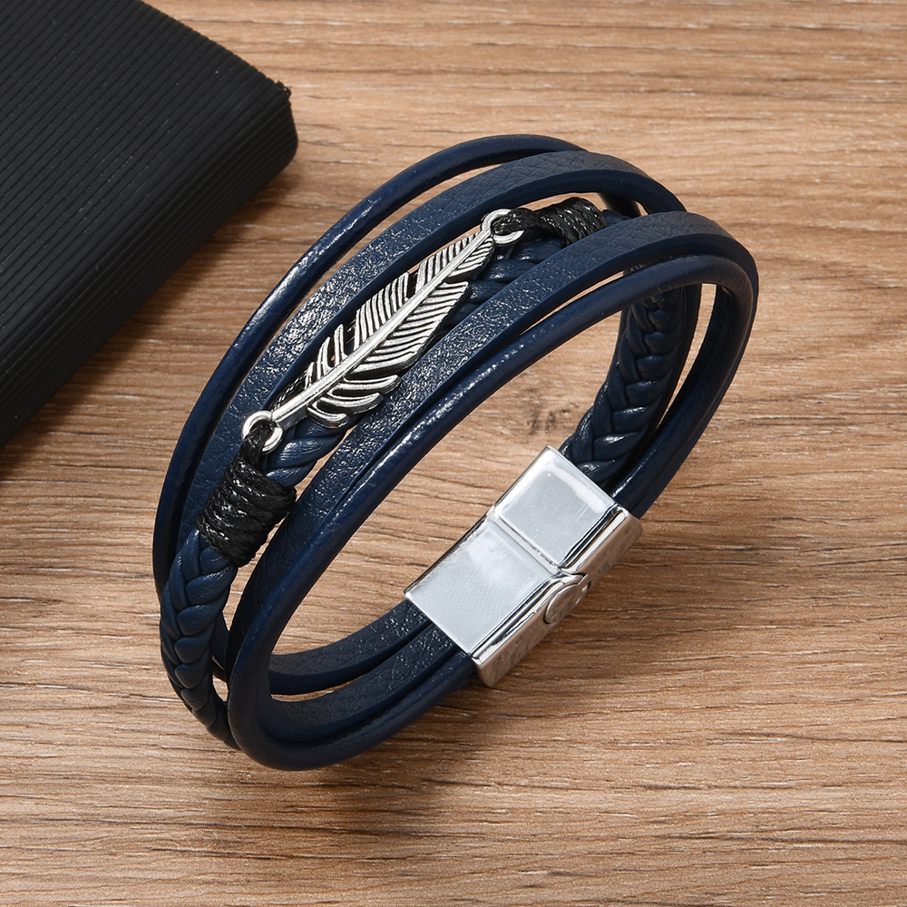 Men’s Braided Leather Bracelet Waterproof And Hypoallergenic_voghion.com