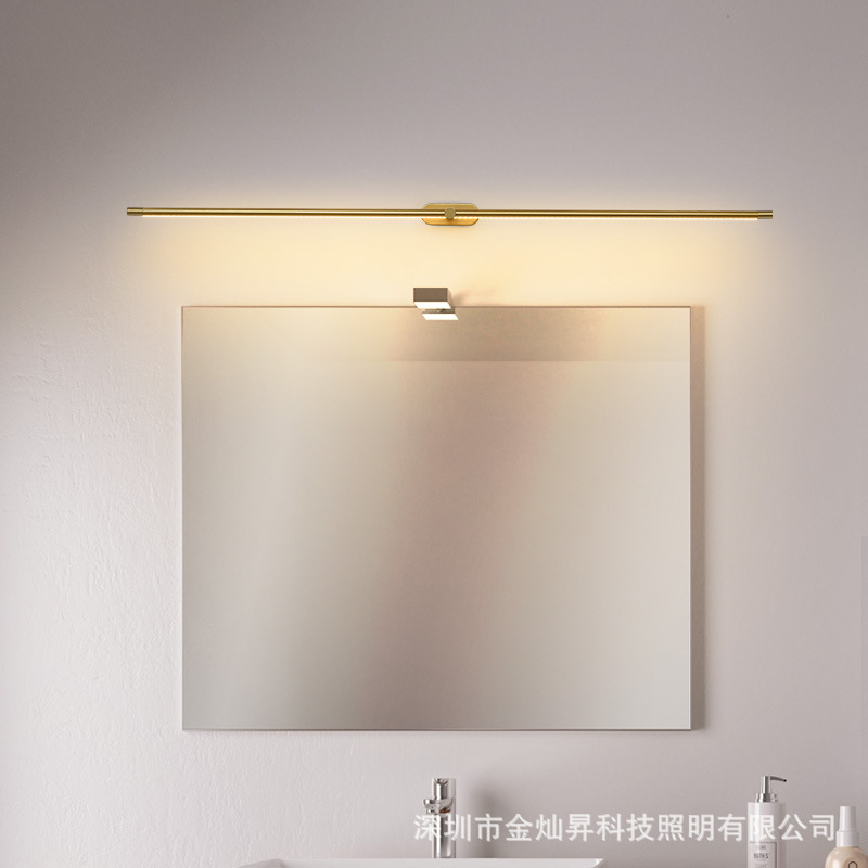 Modern Simple Mirror Headlight Dressing Table Bathroom Bathroom Mirror Cabinet Light Black Gold One-Word Strip Linear Wall Lamp
