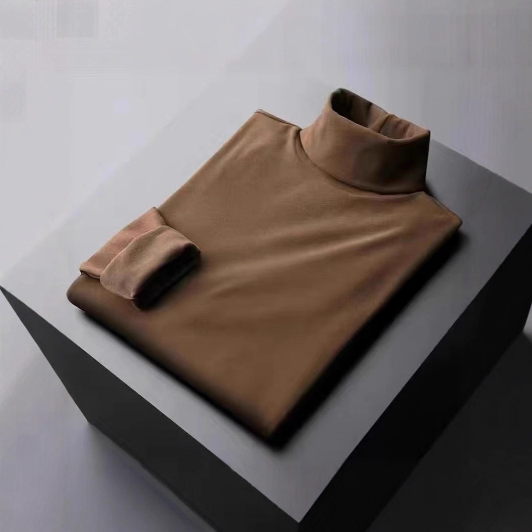 Double-sided German fleece thermal underwear, men's high-neck autumn clothes, couple style, tight-fitting base layer, inner wear, breathable base shirt for students