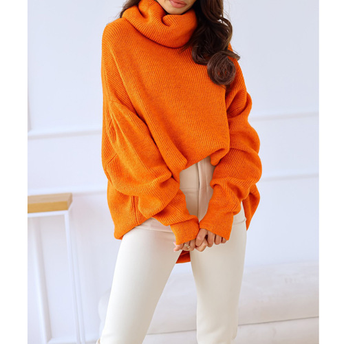 Solid color knitted pile collar loose sweater fashion female sweater сви́тер
