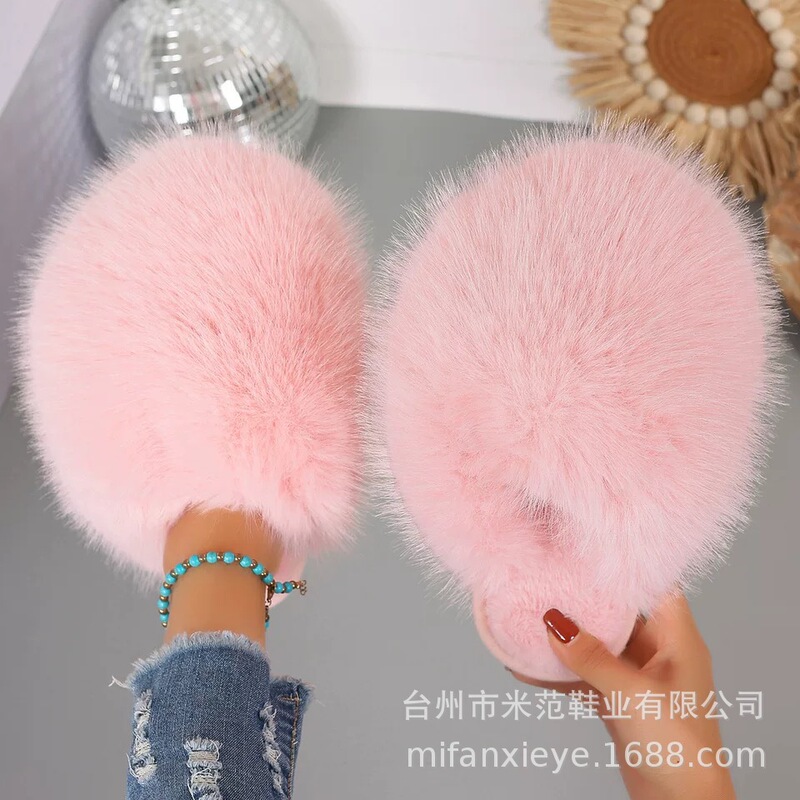 Fluffy Furry Slippers for Women, Autumn and Winter Fashion, Multi-Color, Export, Large Size, New Style, Flat-Bottomed, Closed-Toe, Warm Cotton Slippers Fluffy Furry Slippers for Women, Autumn and Winter Fashion, Multi-Color, Export, Large Size, New Style, Flat-Bottomed, Closed-Toe, Warm Cotton Slippers