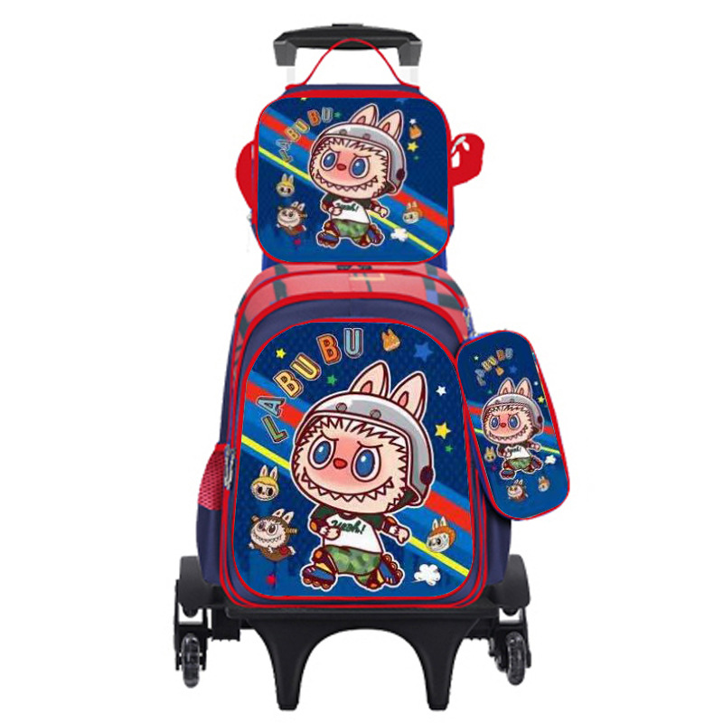 Export Trolley Mochila mochila con luz en la parte posterior para estudiantes de primaria de grado 1-6 nueva mochila de nailon de gran capacidad para subir escaleras