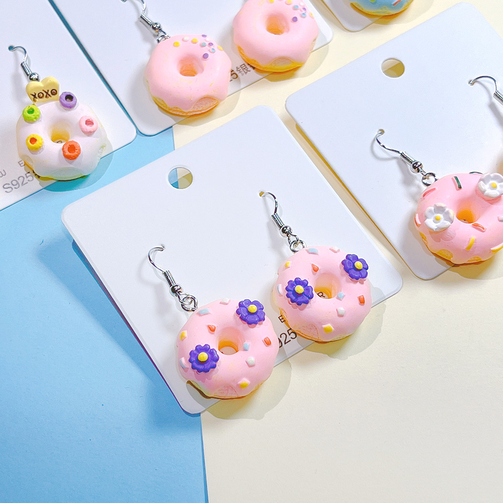 1 Pair Sweet Donuts Resin Drop Earrings display picture 2