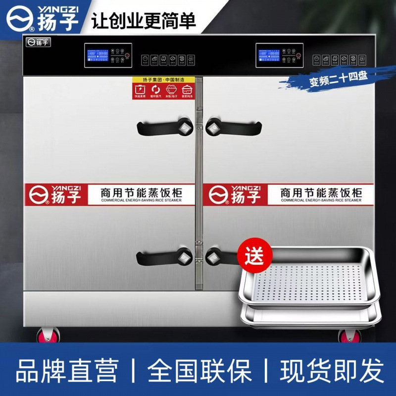 Gran gabinete de arroz al vapor de dos puertas, 24 placas automáticas, gabinete de vapor de gas, comedor de la escuela, pan al vapor comercial, envío gratuito