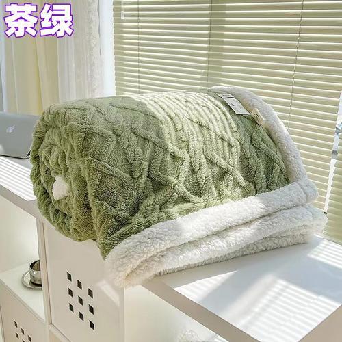 Cross-border live broadcast autumn and winter new style Tafurong solid color double layer thickened jacquard lamb velvet blanket group purchase wholesale and delivery
