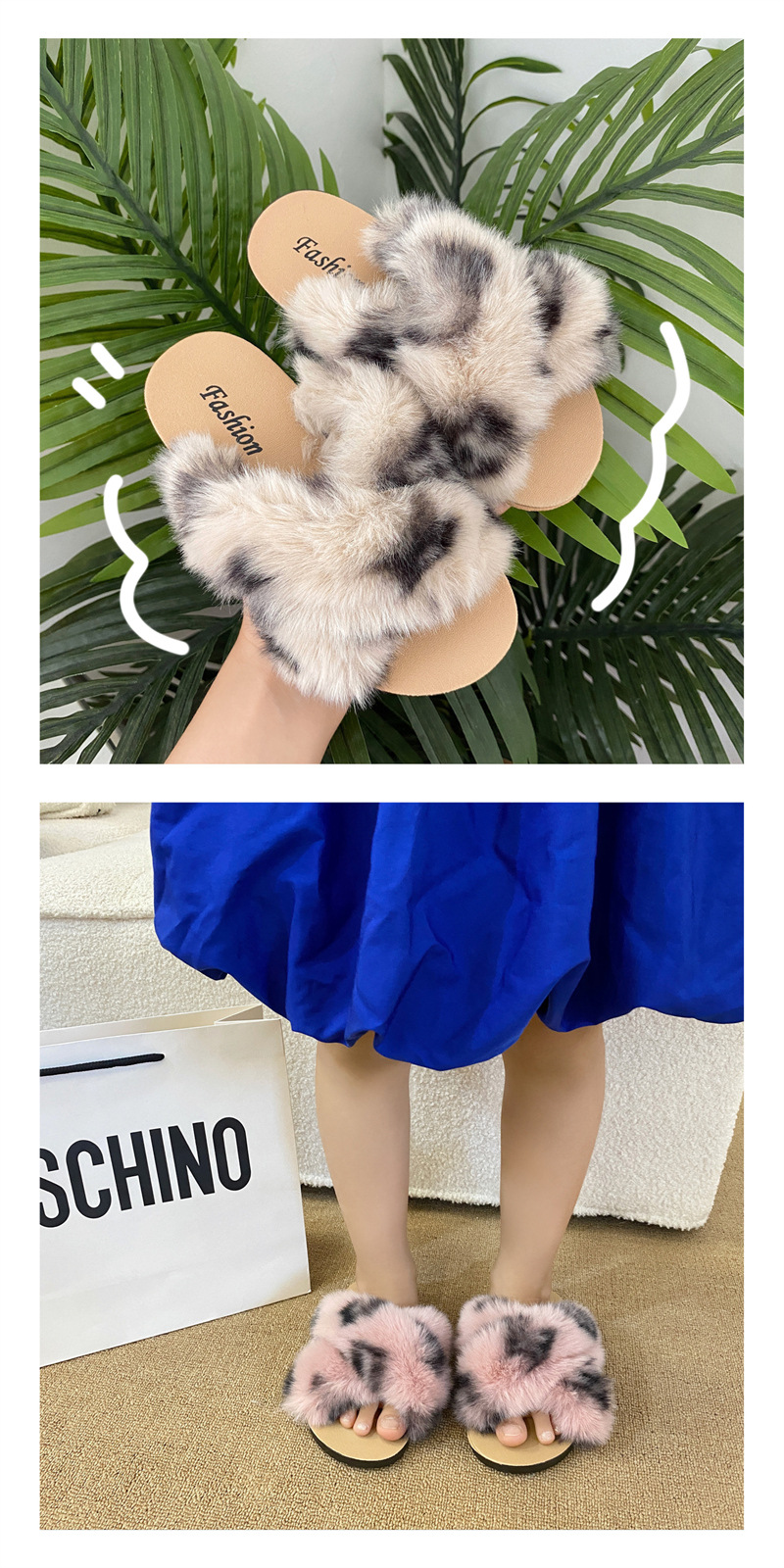 New autumn winter outdoor wear, women's home and indoor woolen slippers, one line slipper for parent-child children's_voghion.com