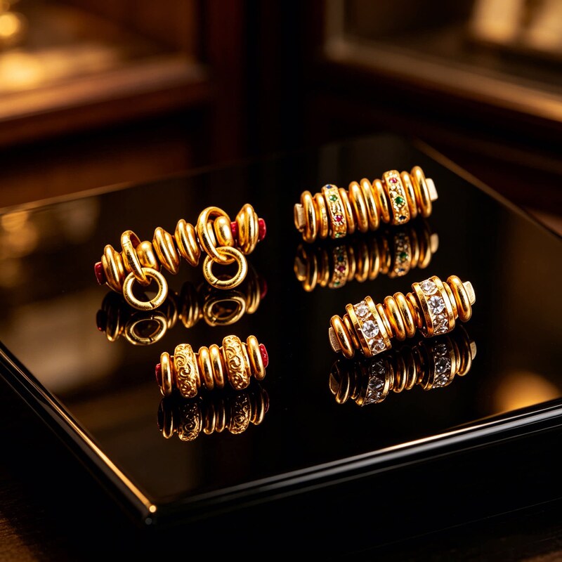 Zhiling gold-plated universal shaft with arabesque pattern, spacer beads with rhinestones, DIY jewelry accessories for bracelets, necklaces, and Buddhist beads Zhiling gold-plated universal shaft with arabesque pattern, spacer beads with rhinestones, DIY jewelry accessories for bracelets, necklaces, and Buddhist beads
