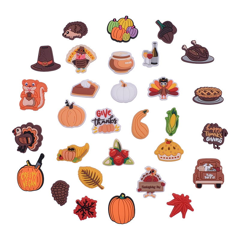 Thanksgiving cross-border e-commerce Amazon AliExpress PVC soft glue hole shoes flower shoes buckle shoes decorative ornaments Thanksgiving cross-border e-commerce Amazon AliExpress PVC soft glue hole shoes flower shoes buckle shoes decorative ornaments