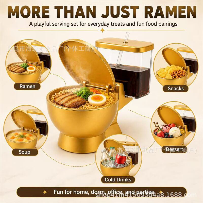 New Fashionable Portable Practical Creative Design Toilet Shaped Ramen Bowl Set Toilet Ramen Bowl