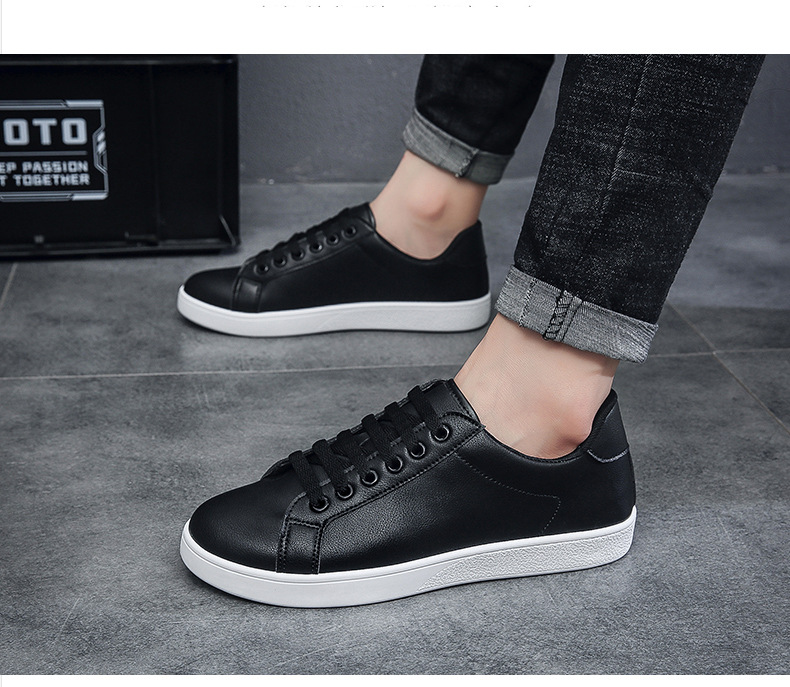 Férfi fehér bőr sneaker légáteresztő alkalmi sportcipő_voghion.com