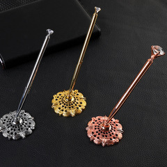 大鑽石金屬台水鑽不鏽鋼圓珠筆 銀行酒店桌面金屬筆印刷logo