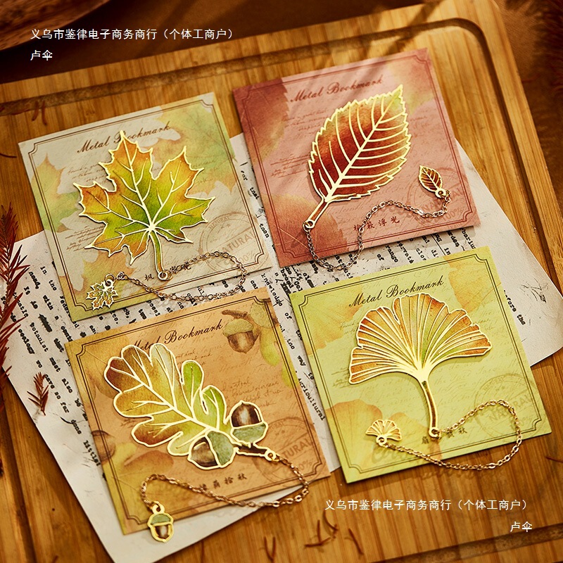 树叶金属书签创意银杏标本精美礼物古典中国风高颜值文具|undefined