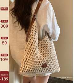 跨境南风Chiond 牛皮+蜜蜡绳手编织包包妈妈大容量肩包女图片