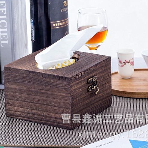 Directo de fábrica de madera maciza de madera caja de pañuelos caja del hogar creativo multifuncional caja de pañuelos sala de estar simple rollo caja