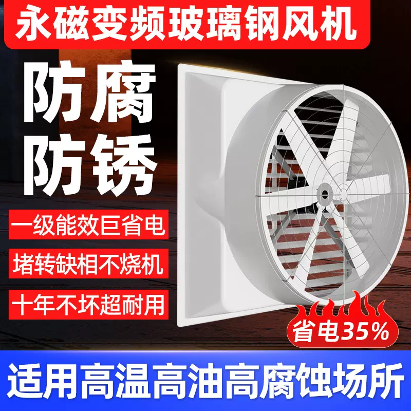 CE永磁变频玻璃钢负压风机工业耐腐蚀排气扇大棚猪场养殖场通风机