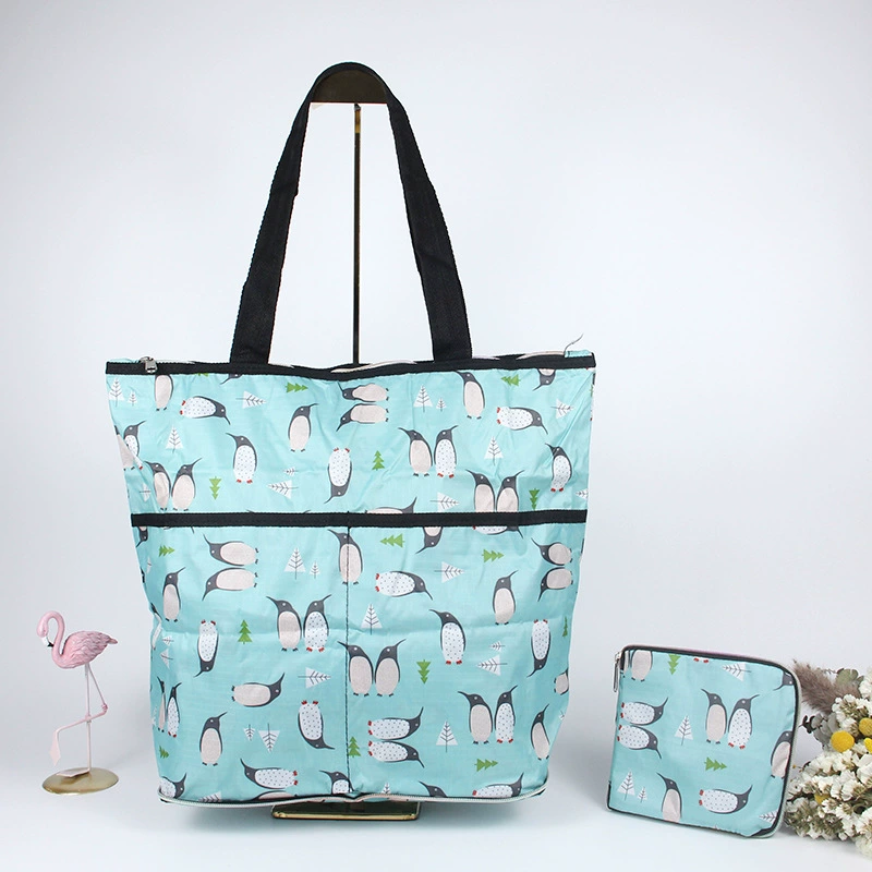М compressed cartoon folding handheld shopping bag, вместительная льняная сумка, ткань оксфорд, корейский стиль