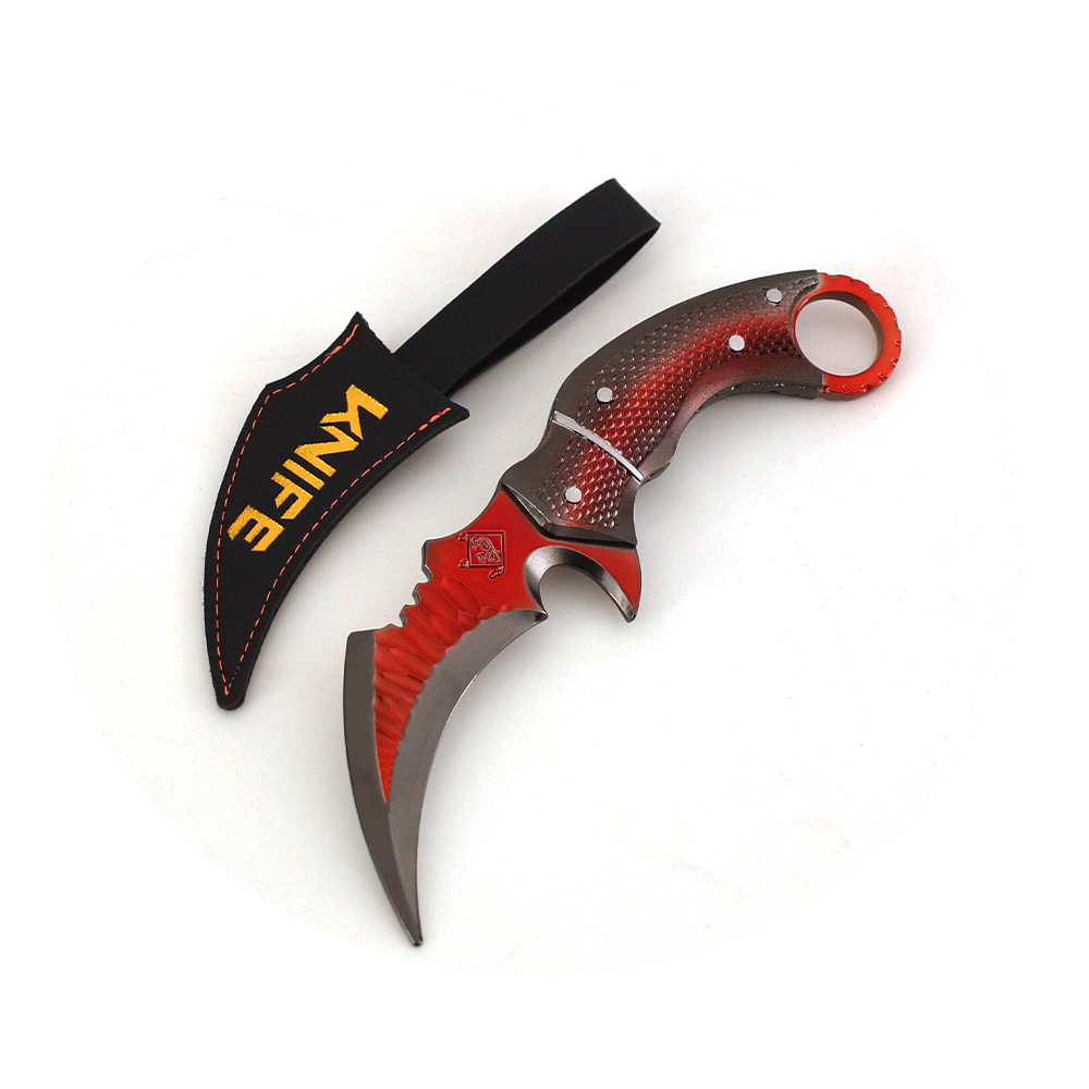 델타 작전 게임 주변 레드 올빼미 발톱 칼 무기 모델 가죽 케이스 합금 장난감 장식품 소품 17CM