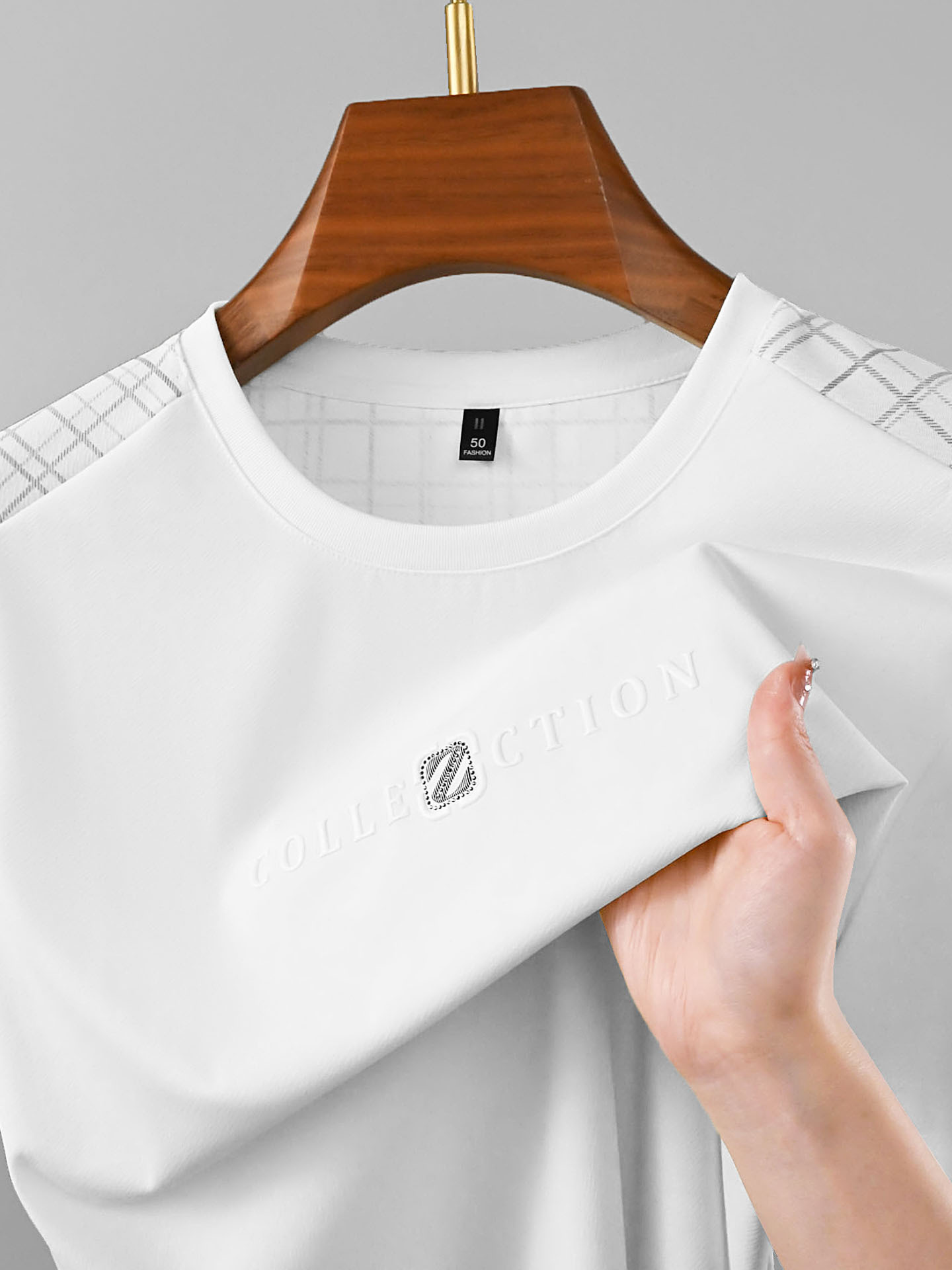 Модная элитная шелковая универсальная футболка с коротким рукавом с круглым воротником для отдыха