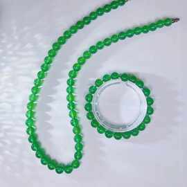 天然绿玉髓项链三件套绿玛瑙时尚项链母亲节礼品饰品活动赠送礼品