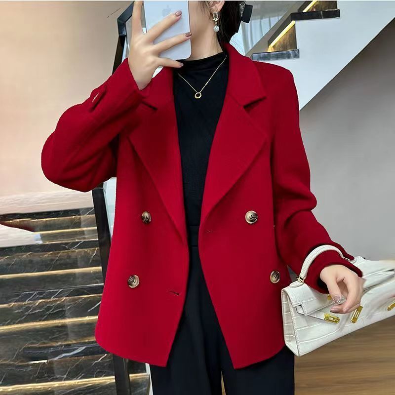 2025 new double-sided coat short autumn and winter loose small fragrance top Korean high-end woolen jacket