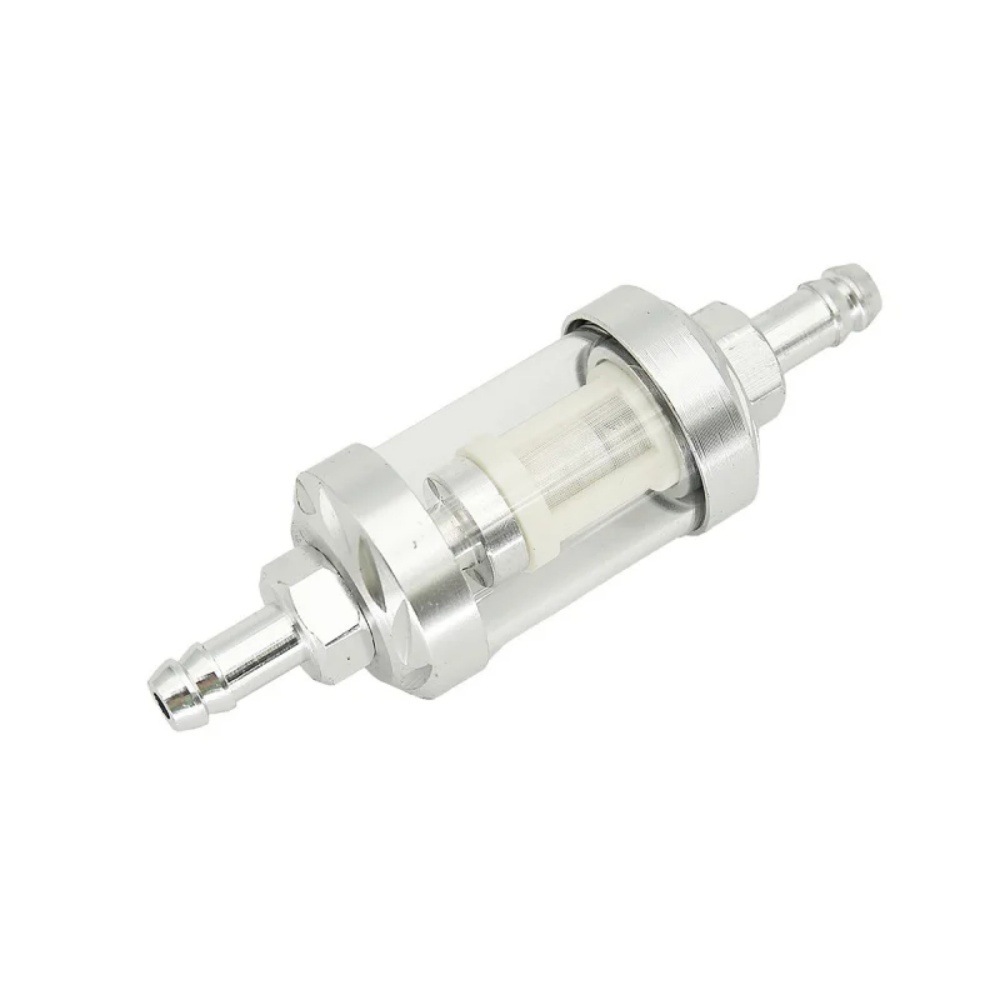 Motorcycle Modification Parts: Transparent Glass Aluminum Core Cnc Fuel Filter, Removable and Washable Filter