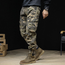 柯梵1886多口袋薄款户外工装裤裤宽松束脚迷彩裤水洗时尚男春秋休