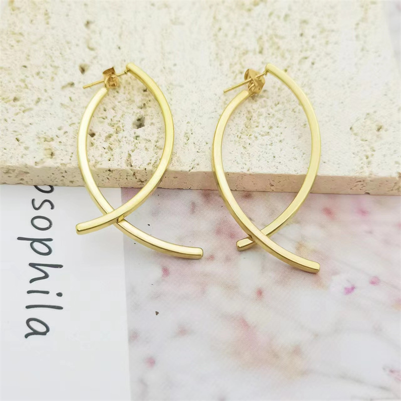 9g Weight Earrings Classification 1 Pair Elegant Lady Fish Plating Stainless Steel Earrings