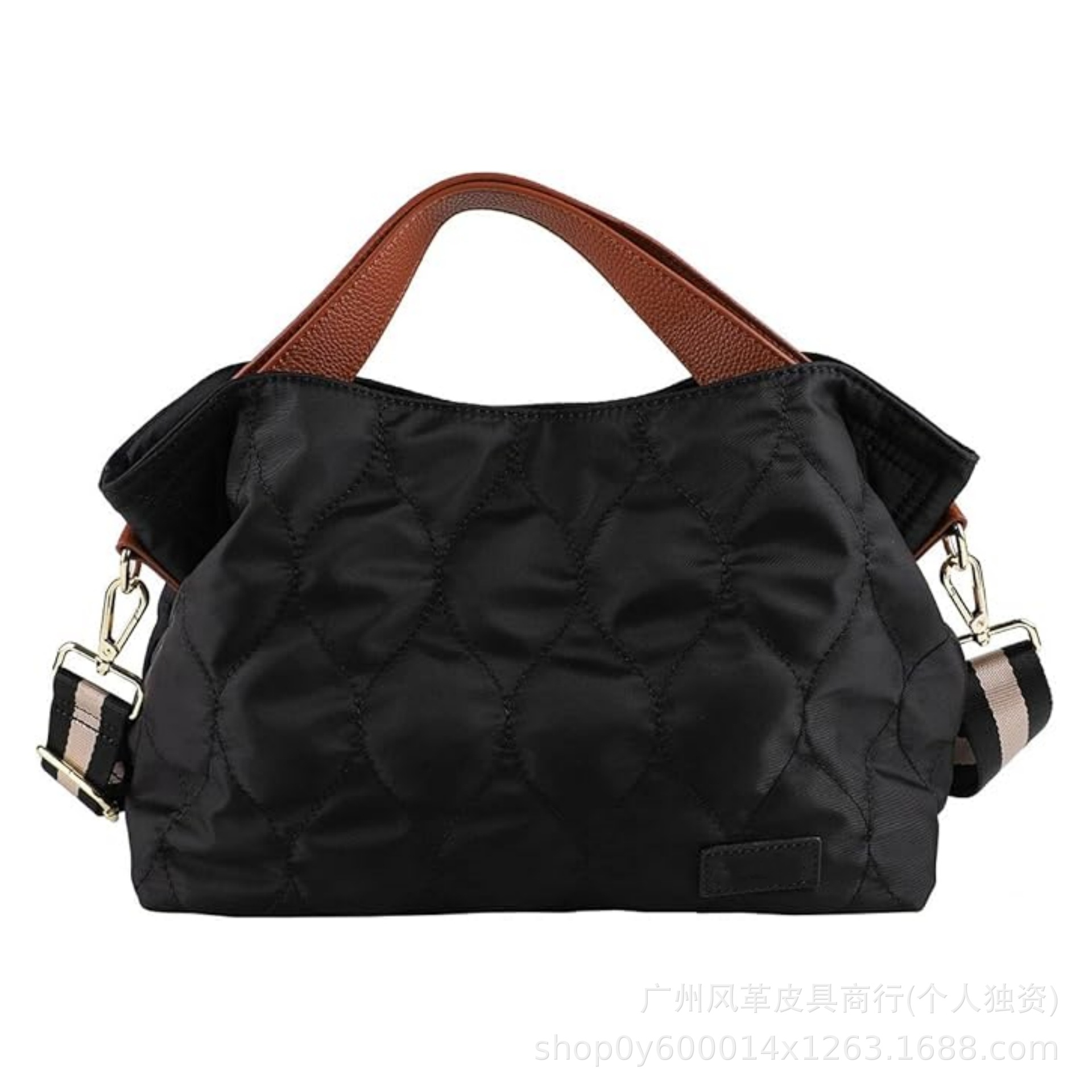 Japanese Style Quilted Women's Tote Bag - Large Capacity Commuter Bag, Lightweight Waterproof Nylon Shoulder Handbag & Crossbody Bag - Thumbnail 6
