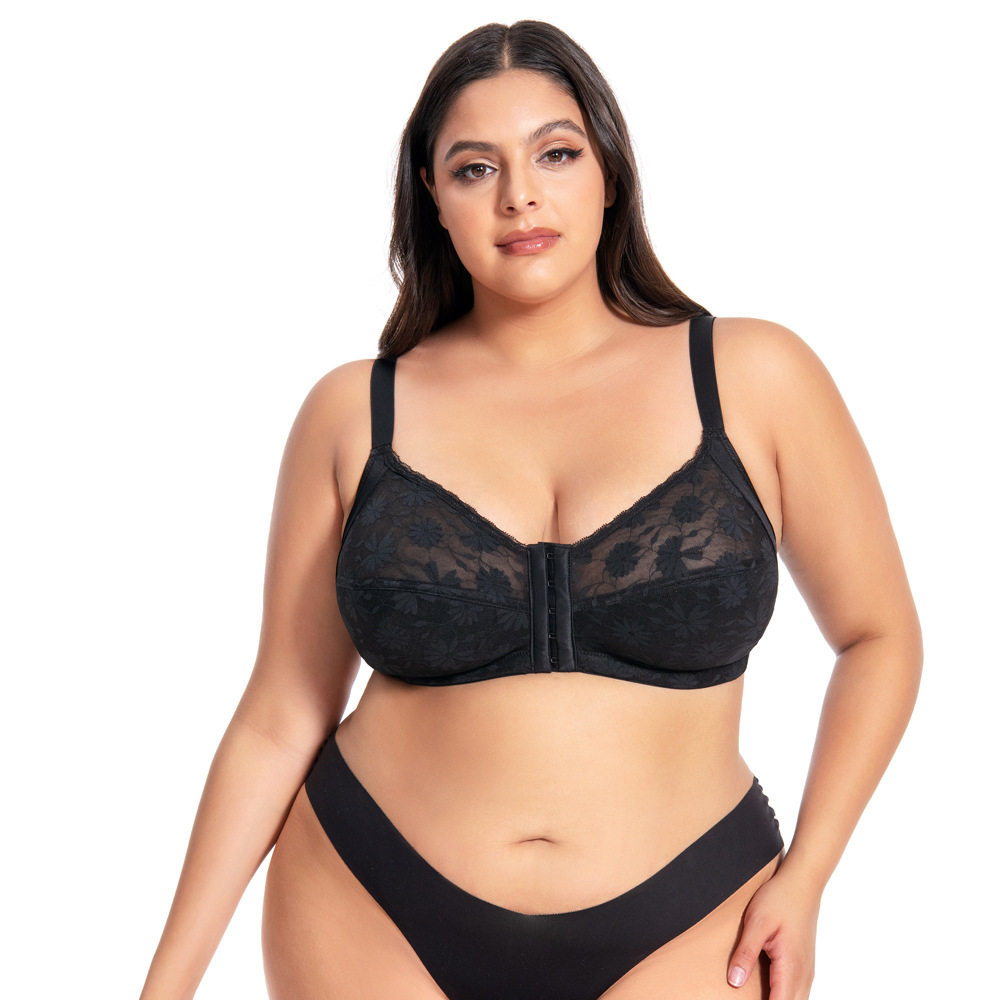 Amazon Europa y los Estados Unidos gran pecho sin anillo de acero sujetador de encaje comercio exterior ropa interior de tamaño grande sexy sujetador al por mayor image 8