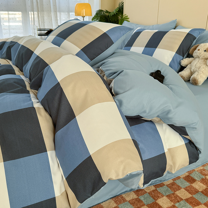 Minimalist Washed Cotton Bedding Set For Autumn And Winter_voghion.com