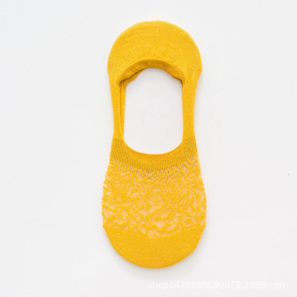 Lace women's boat socks (yellow)