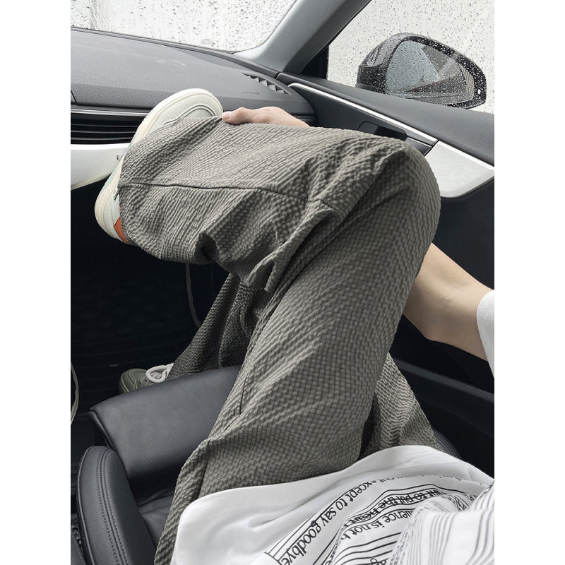 1 Bubble Gauze Ice Silk For Men, Summer Thin Breathable Quick-Dry Sports Casual Pants, Loose Straight Sun-Proof Air_voghion.com