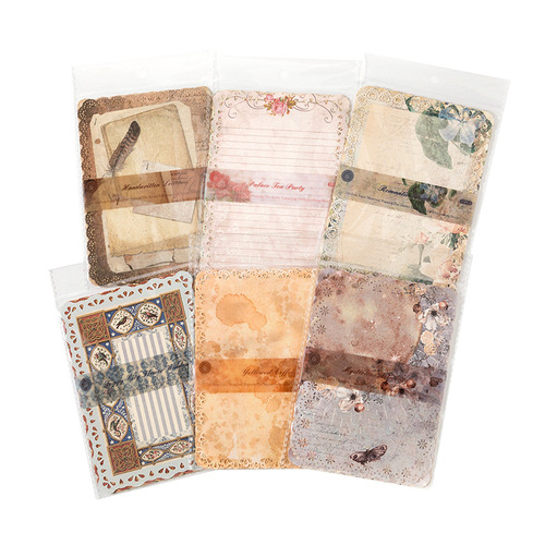 Mò Mò Everything's Whisper Series Material Paper, Vintage Embroidered Lace Flower Edge Antiqued Book Page Journal Collage Base