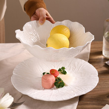 陶瓷家用餐具花朵盘子菜盘深盘甜品盘水果沙拉碗创意浮雕碗盘套装